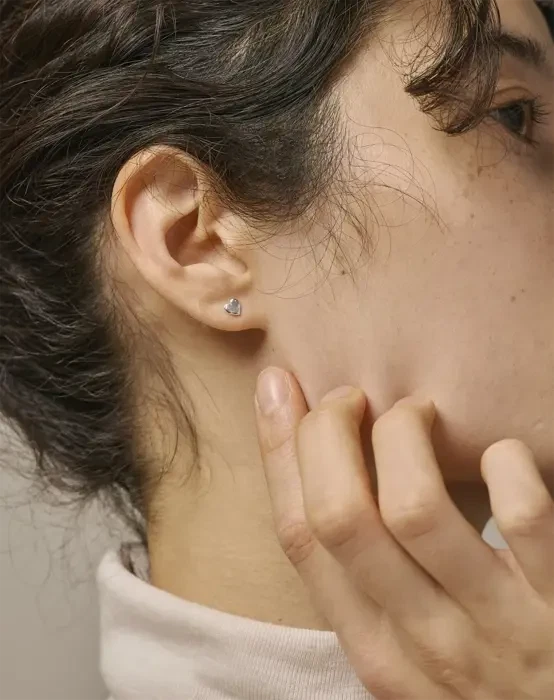 Heart Øreringe Studs - Sølvfarvet